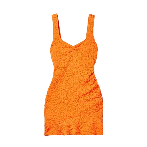 LoveShackFancy Bartlette Dress Small Tangerine Orange Textured Mini Sundress - Picture 2 of 11